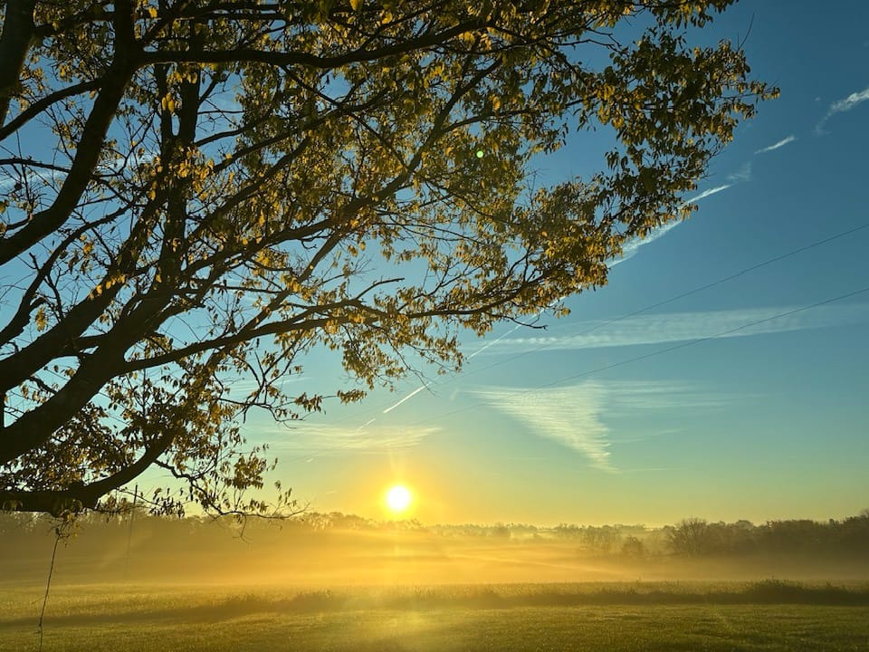 Sunrise over the Kentucky countryside surrounding Perkins Country Manor